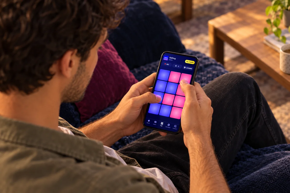 Einen Beat auf dem Handy zu Hause spielen