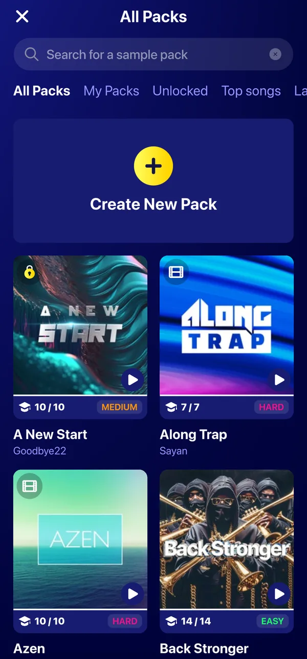 Beat Maker Pro sound packs: A New Start, Along Trap, Azen and Back Stronger